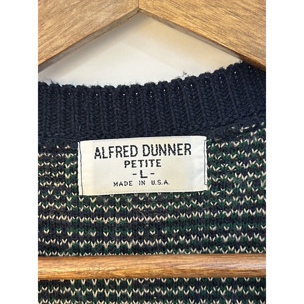 Vintage Plaid Knit Sweater Vest Women Large Green Navy Button Front Academia - Picture 3 of 10